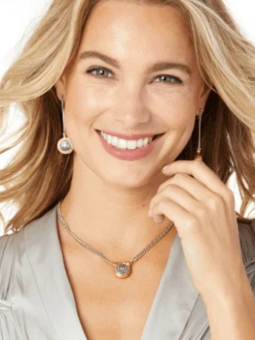 Brighton Ferrara Two Tone Short Necklace JM1072 Silver Gold Medallion - Picture 8 of 8